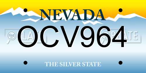 OCV964 Nevada License Plate