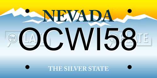 OCWI58 Nevada License Plate