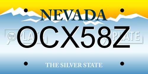 OCX58Z Nevada License Plate