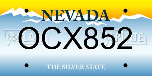 OCX852 Nevada License Plate