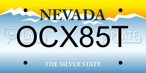 OCX85T Nevada License Plate