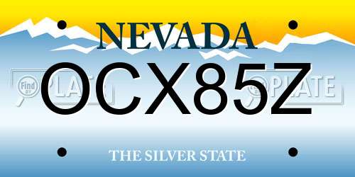 OCX85Z Nevada License Plate