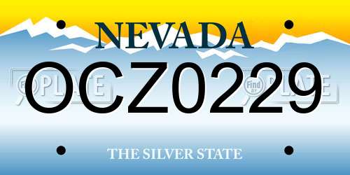 OCZ0229 Nevada License Plate