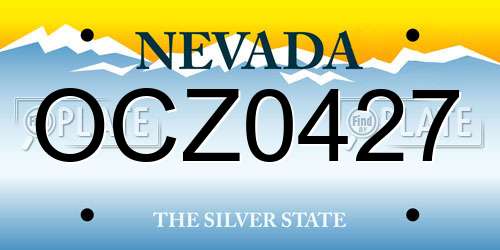 OCZ0427 Nevada License Plate