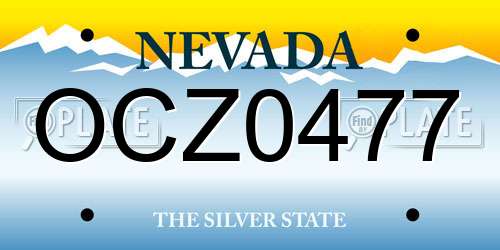 OCZ0477 Nevada License Plate