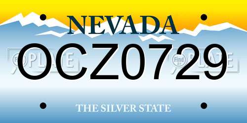 OCZ0729 Nevada License Plate