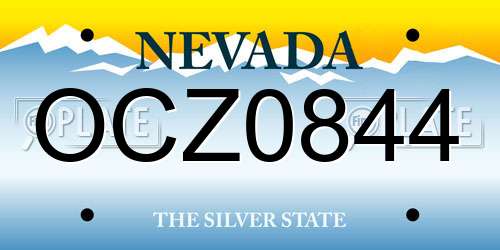 OCZ0844 Nevada License Plate