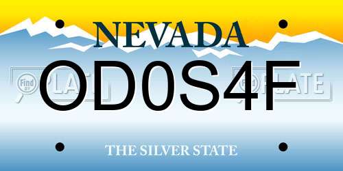 OD0S4F Nevada License Plate