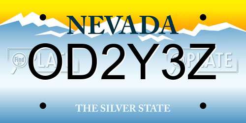 OD2Y3Z Nevada License Plate