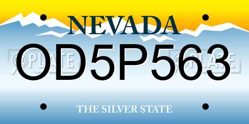 OD5P563 Nevada License Plate