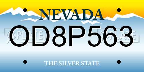 OD8P563 Nevada License Plate