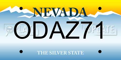 ODAZ71 Nevada License Plate