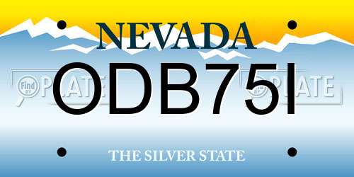ODB75I Nevada License Plate