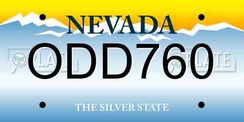 ODD760 Nevada License Plate