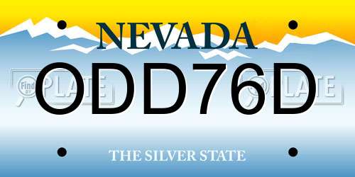 ODD76D Nevada License Plate