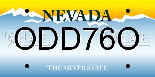 ODD76O Nevada License Plate