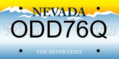 ODD76Q Nevada License Plate