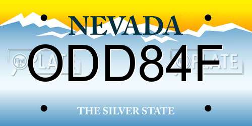 ODD84F Nevada License Plate