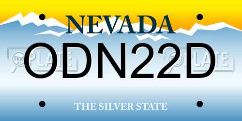 ODN22D Nevada License Plate