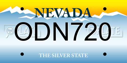 ODN720 Nevada License Plate