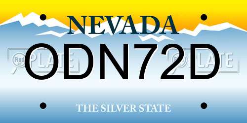 ODN72D Nevada License Plate