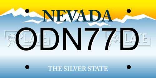 ODN77D Nevada License Plate