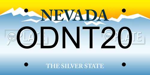 ODNT20 Nevada License Plate