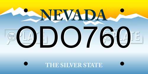 ODO760 Nevada License Plate