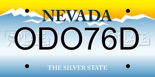 ODO76D Nevada License Plate