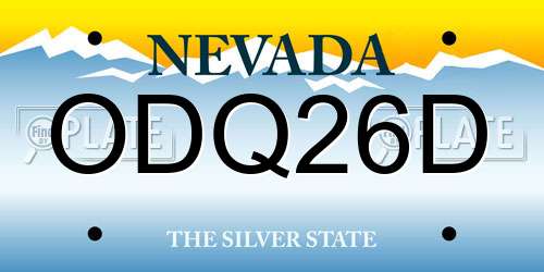 ODQ26D Nevada License Plate