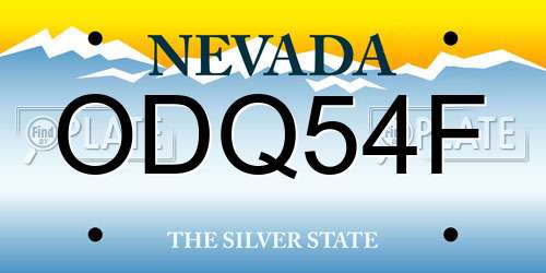 ODQ54F Nevada License Plate