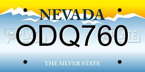 ODQ760 Nevada License Plate