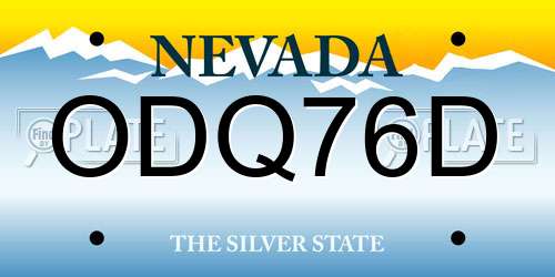 ODQ76D Nevada License Plate