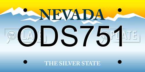 ODS751 Nevada License Plate