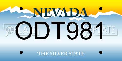 ODT981 Nevada License Plate