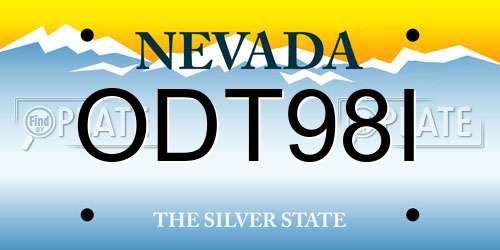 ODT98I Nevada License Plate