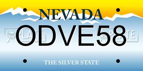 ODVE58 Nevada License Plate