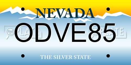 ODVE85 Nevada License Plate