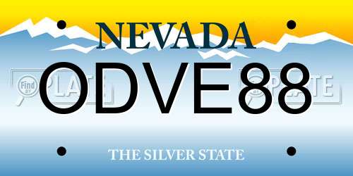 ODVE88 Nevada License Plate