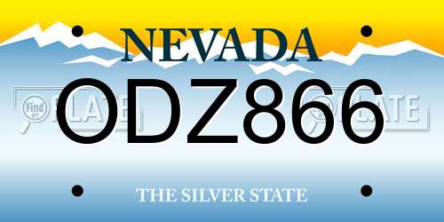 ODZ866 Nevada License Plate