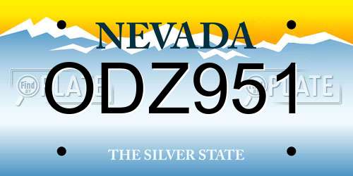 ODZ951 Nevada License Plate