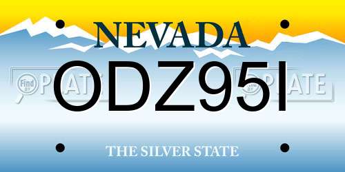 ODZ95I Nevada License Plate