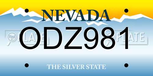 ODZ981 Nevada License Plate