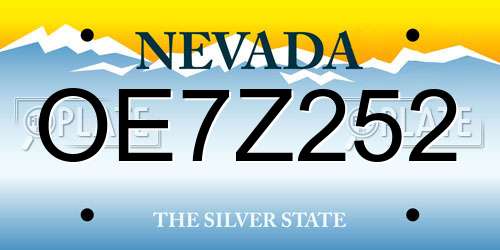 OE7Z252 Nevada License Plate