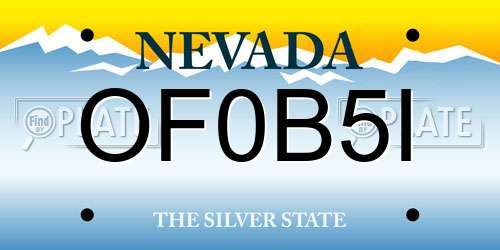 OF0B5I Nevada License Plate