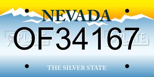 OF34167 Nevada License Plate
