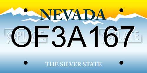 OF3A167 Nevada License Plate