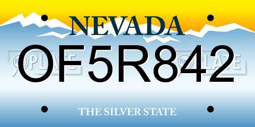OF5R842 Nevada License Plate
