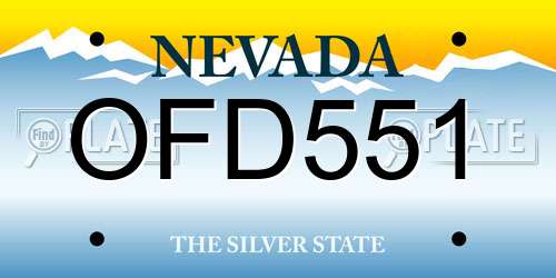 OFD551 Nevada License Plate