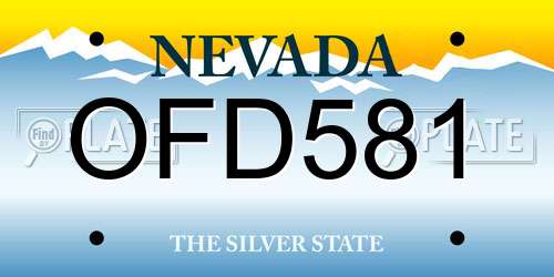 OFD581 Nevada License Plate